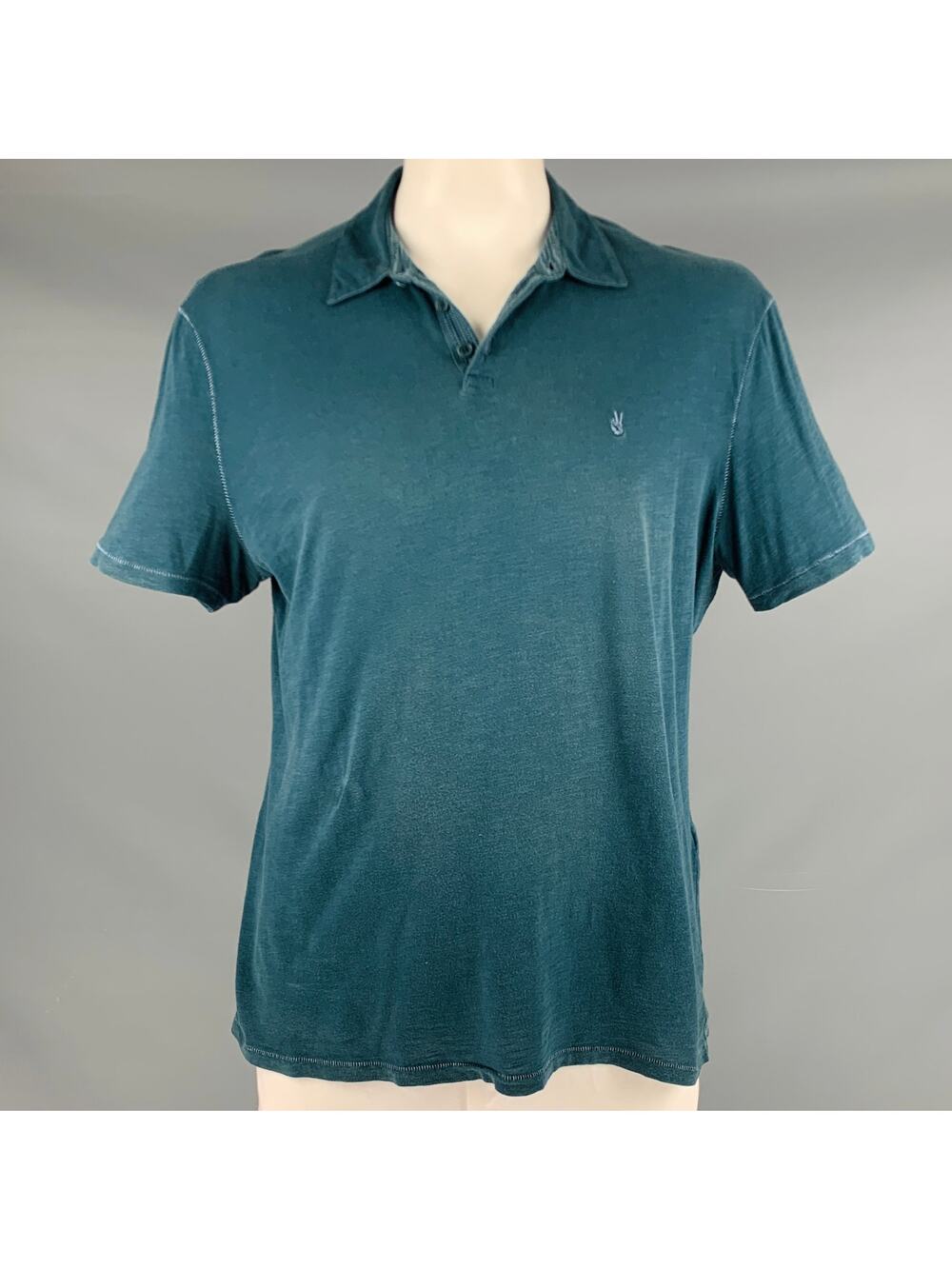 JOHN VARVATOS * U.S.A. Size L Teal Cotton Buttoned Polo